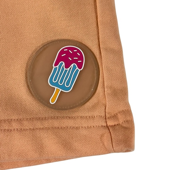Eubi Peach Popsicle Shorts Size Medium Cotton Drawstring Ice Cream Patch - Picture 7 of 12